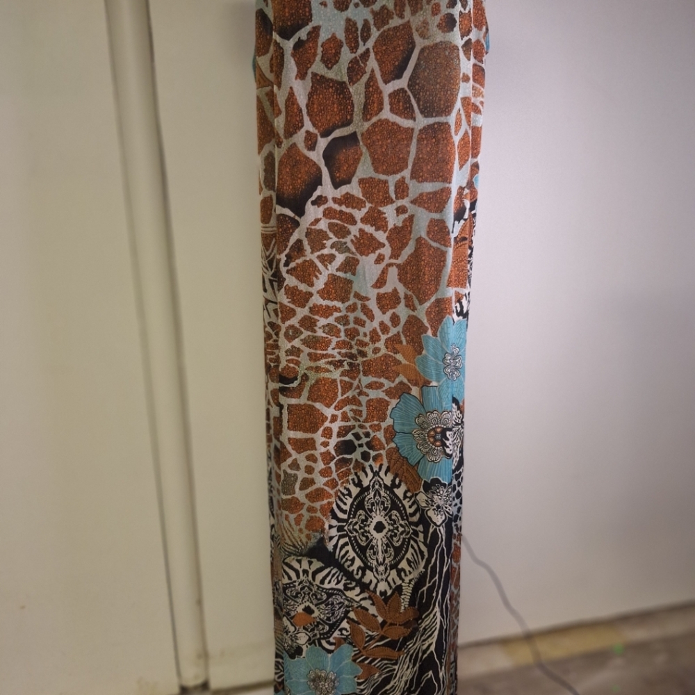 Last Exit Animal Print Maxi Dress With Spegetti Straps Size 1X
